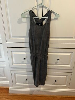 Prana Gray/Black Patterned Pinafore Midi Dress